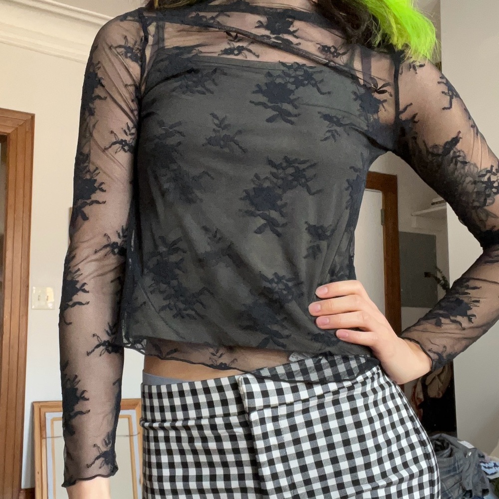 Target Black Sheer Blouse with Long Sleeves